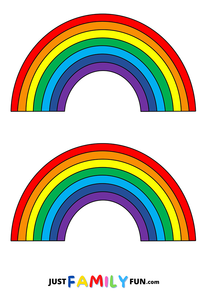 Two Half Page Colored Basic Rainbow Template For Kids