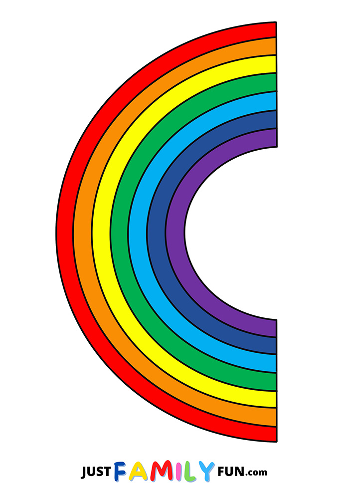 Full Page Colored Basic Rainbow Template For Kids