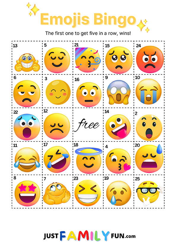 emoji bingo game cards