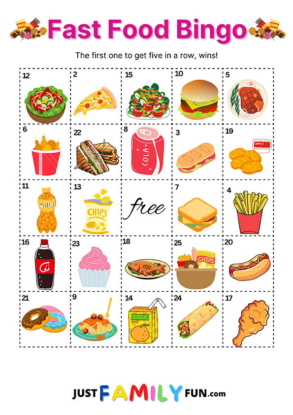 fast food bingo game