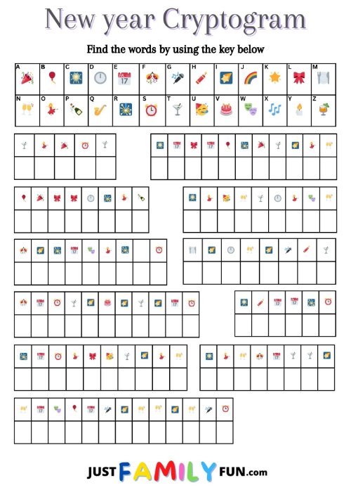 New Yeart Printable Cryptogram Puzzles