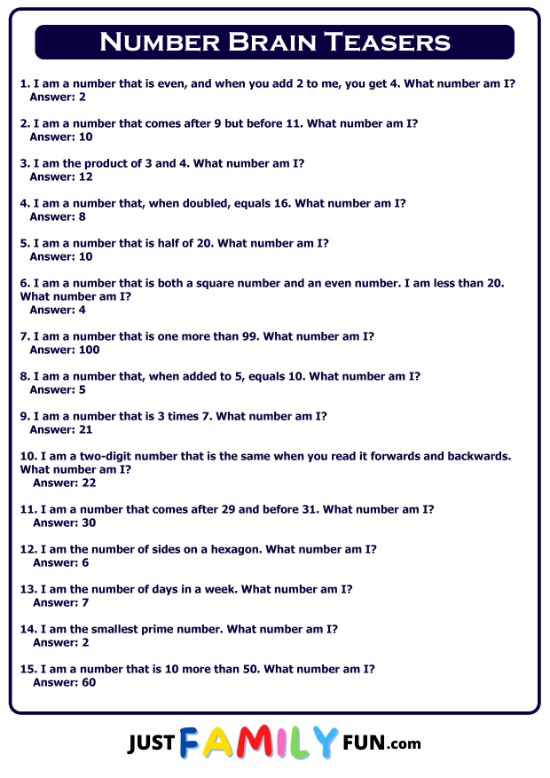 numbers brain teasers