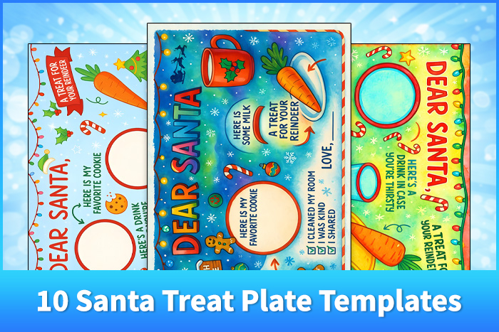 10 Santa Treat Plate Templates