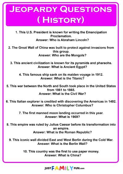 history Jeopardy Questions