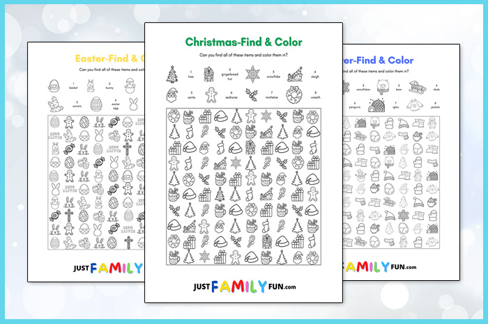 find and color worksheets