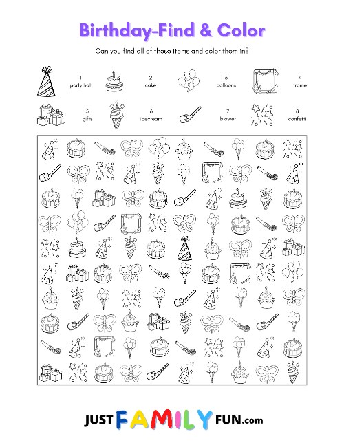 printable find and color