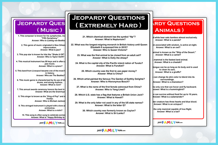 Jeopardy Questions and Answers