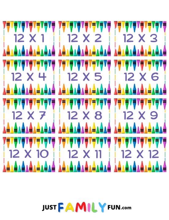 multiplication flash cards print