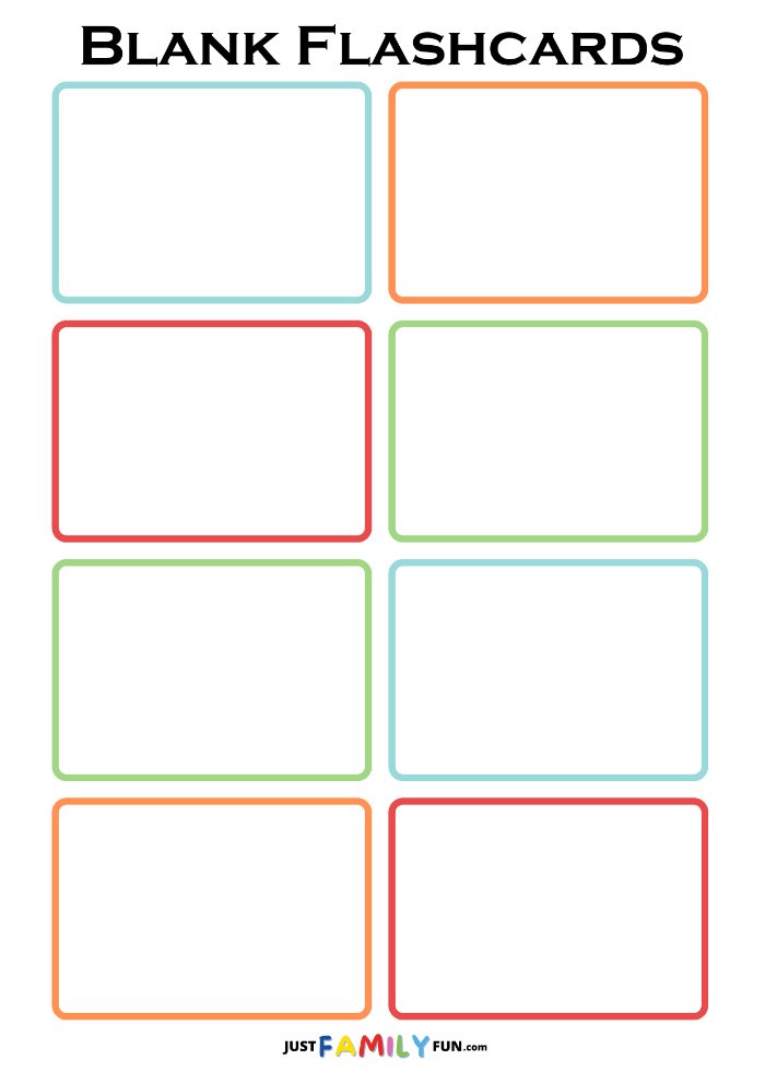 flash card print out template