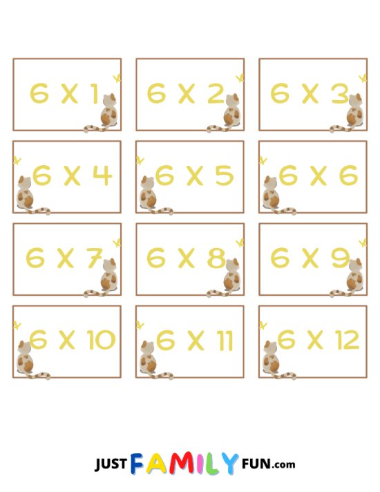 free printable flashcards for multiplication