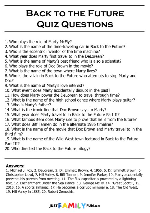 back to the future quiz questions