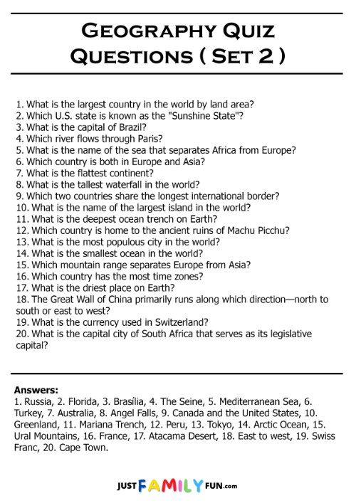 geography quiz questions