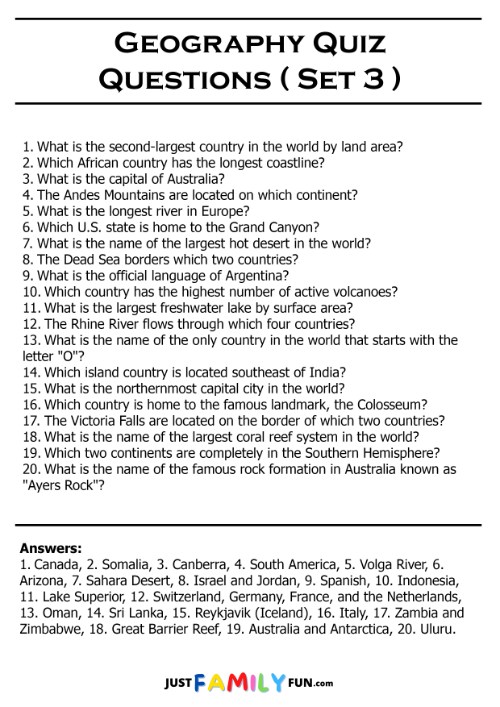 geography quiz questions