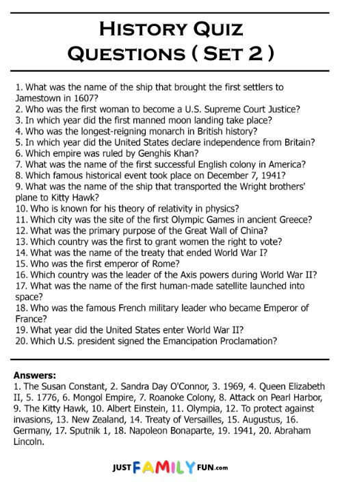 History Quiz Questions