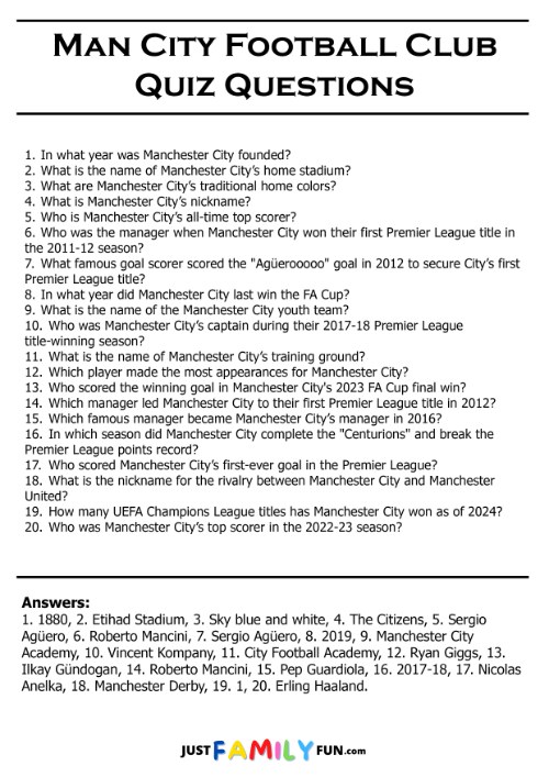 man city quiz questions