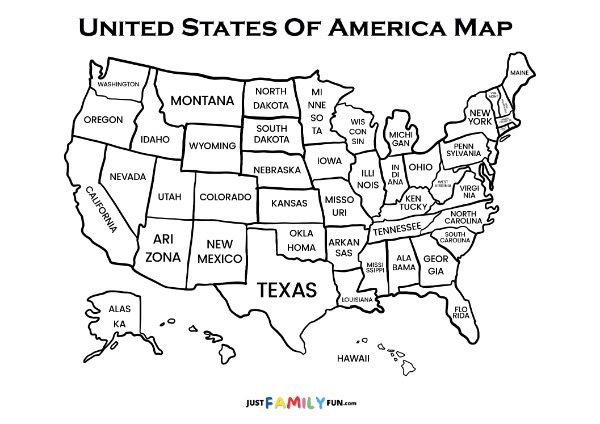 black and white map of united states