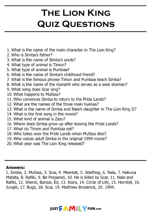 the lion king quiz questions