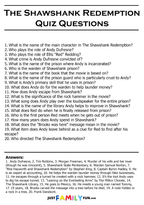 The Shawshank Redemption quiz questions