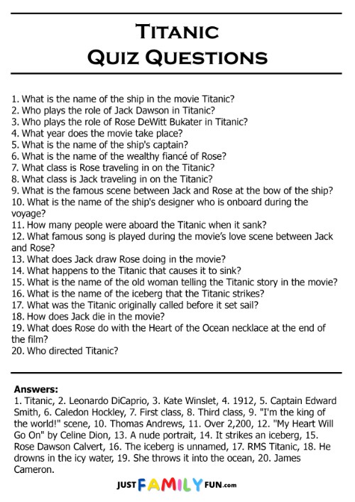 titanic quiz questions