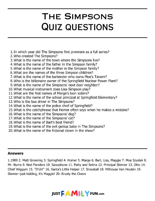 the simpsons quiz questions