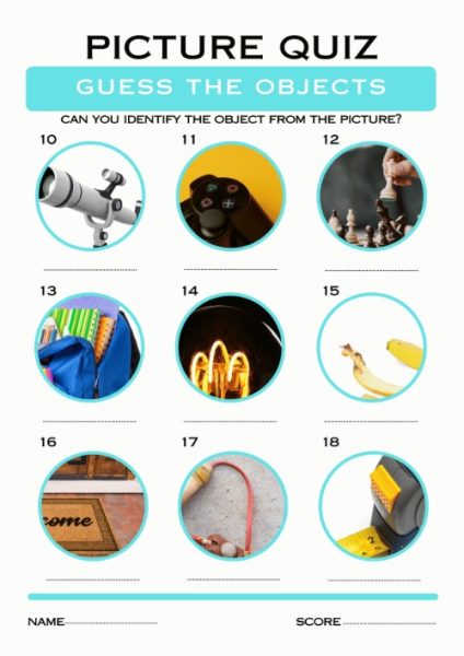 162 Guess The Object Picture Quizzes
