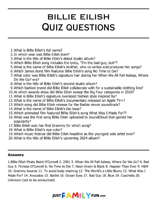 billie elliot quiz questions