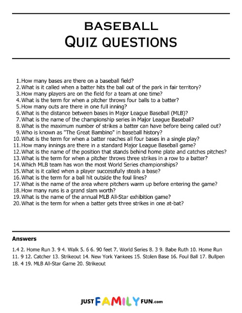 baseball quiz questions