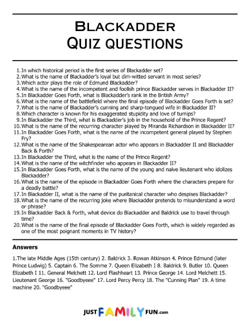 blackadder quiz questions