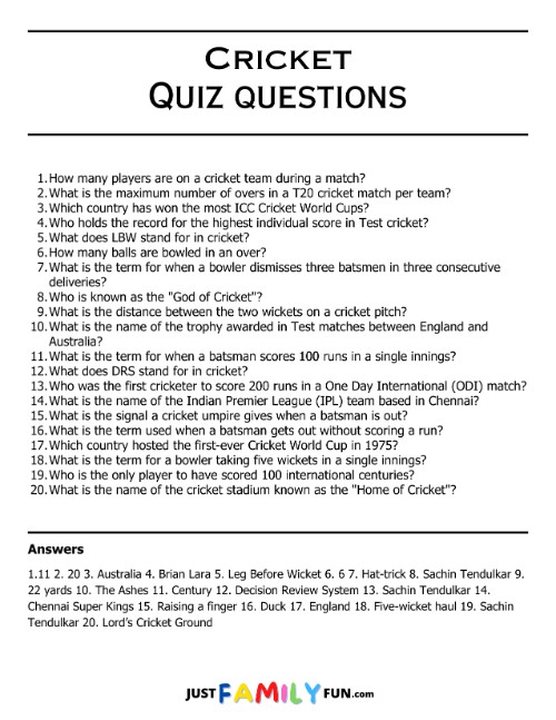 cricket quiz questions