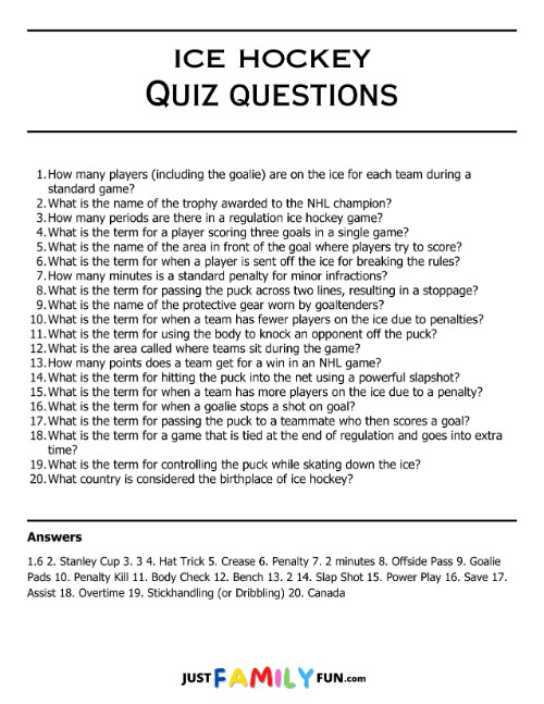 ice hockey quiz questions