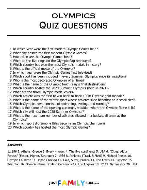 olympics quiz questions