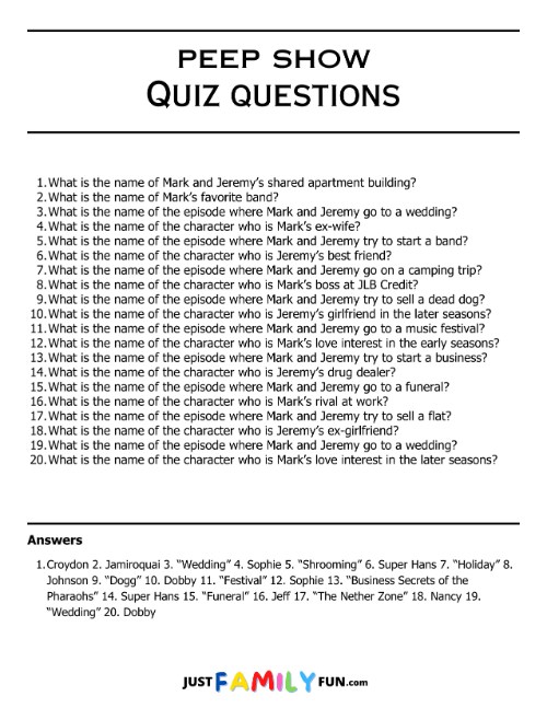 peep show quiz questions