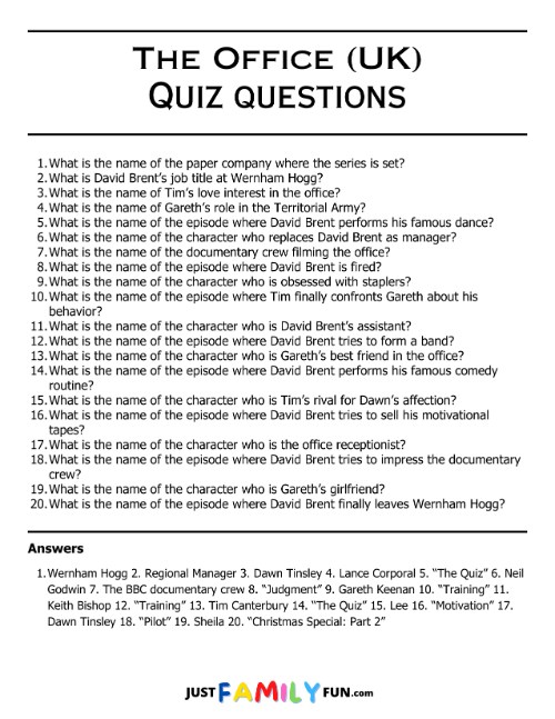 the office uk quiz questions