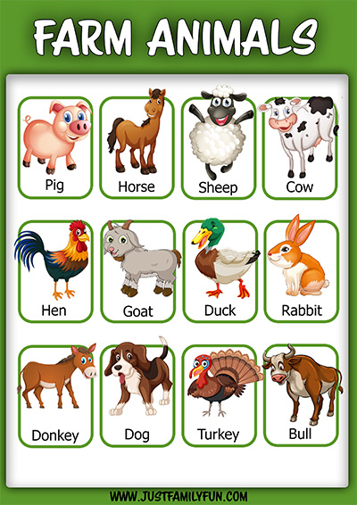 farm animals learning posters for toddlers