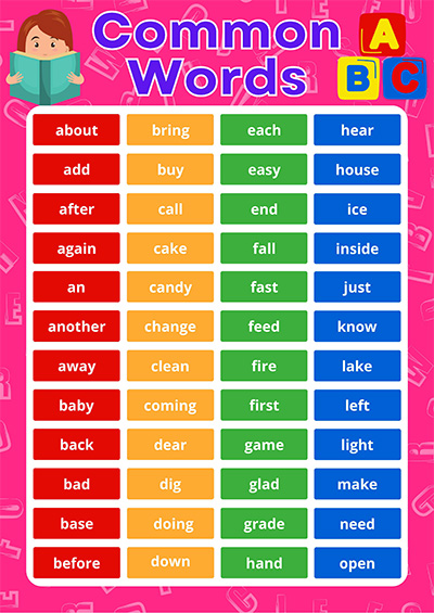 common words school poster