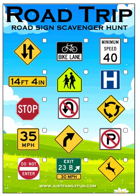 Road Sign Scavenger Hunt