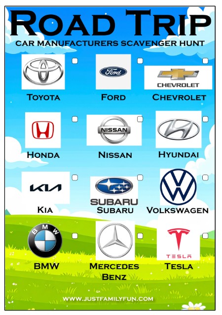 Car Manufacturers Scavenger Hunt