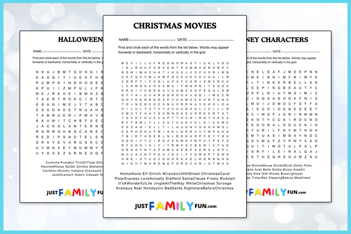 50 Free Word Search Puzzles