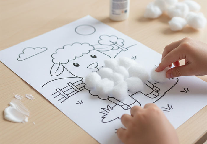 Cotton Ball Sheep Craft