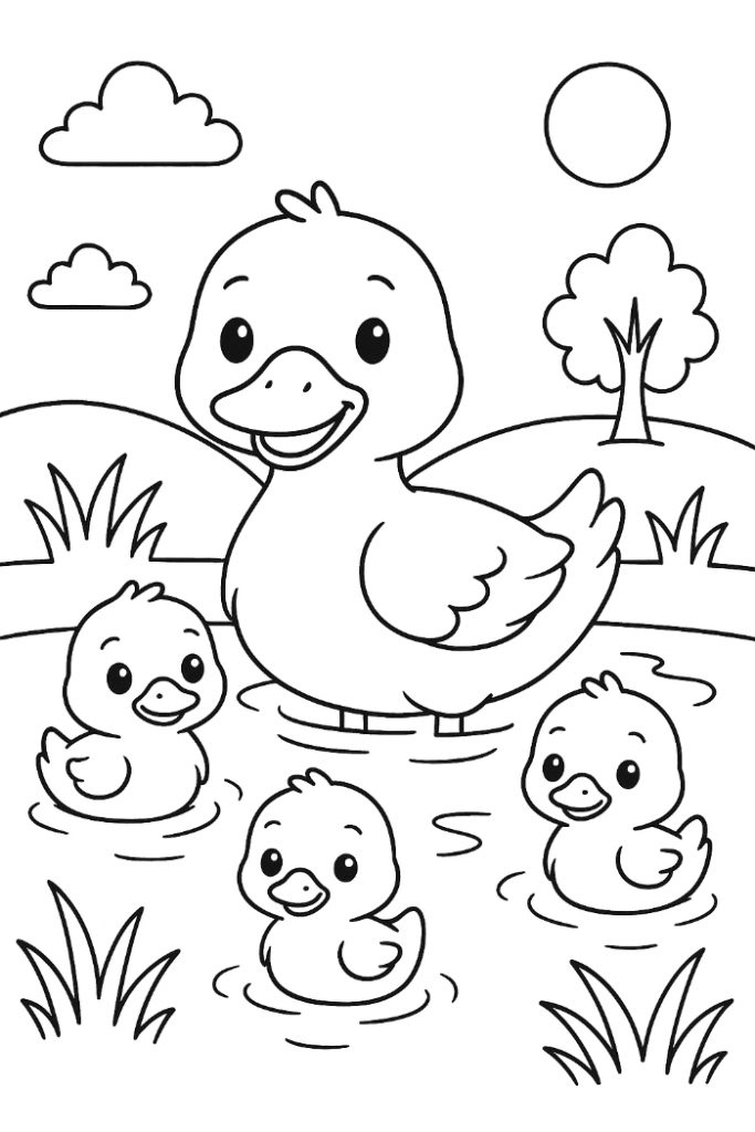 Duck Family Coloring Page