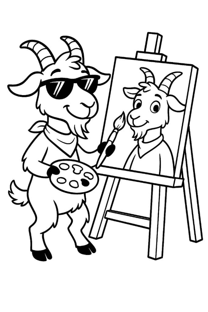 Goat Paininting coloring page