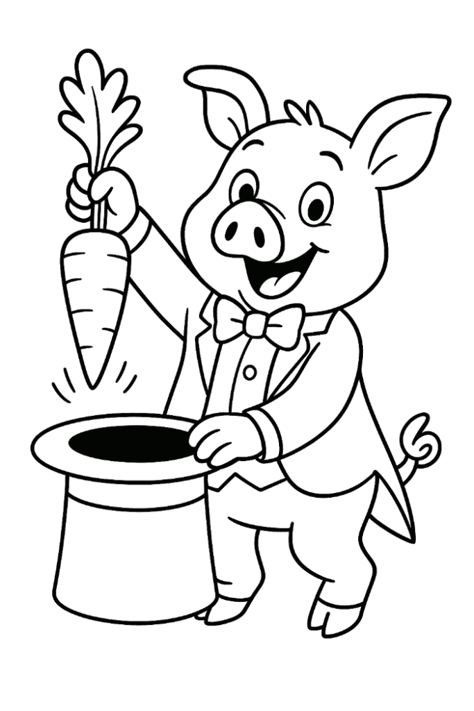 Pig Magiction coloring page