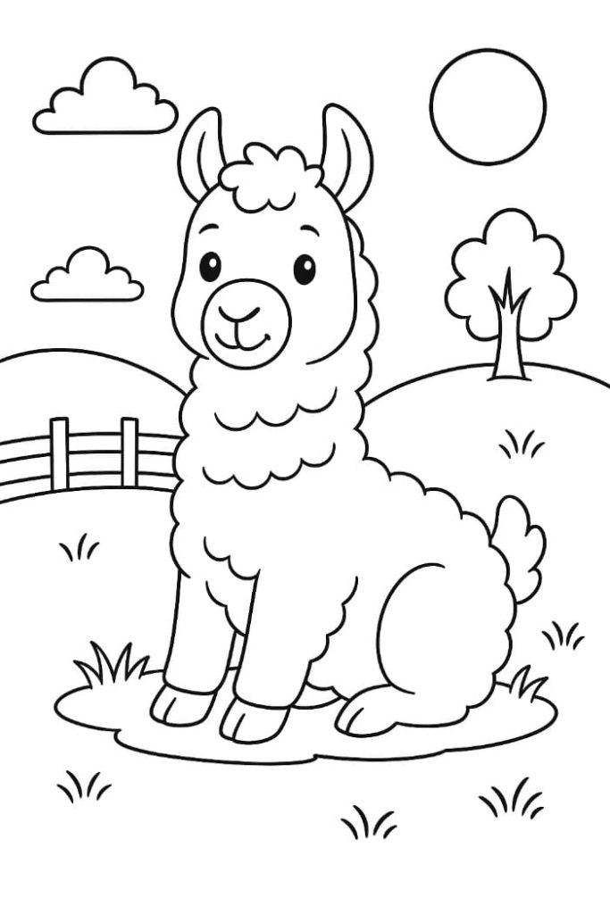 Llama Coloring Page
