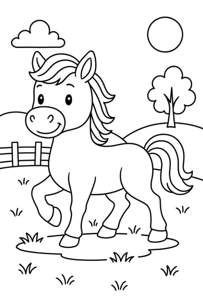 Trotting Horse Coloring Page