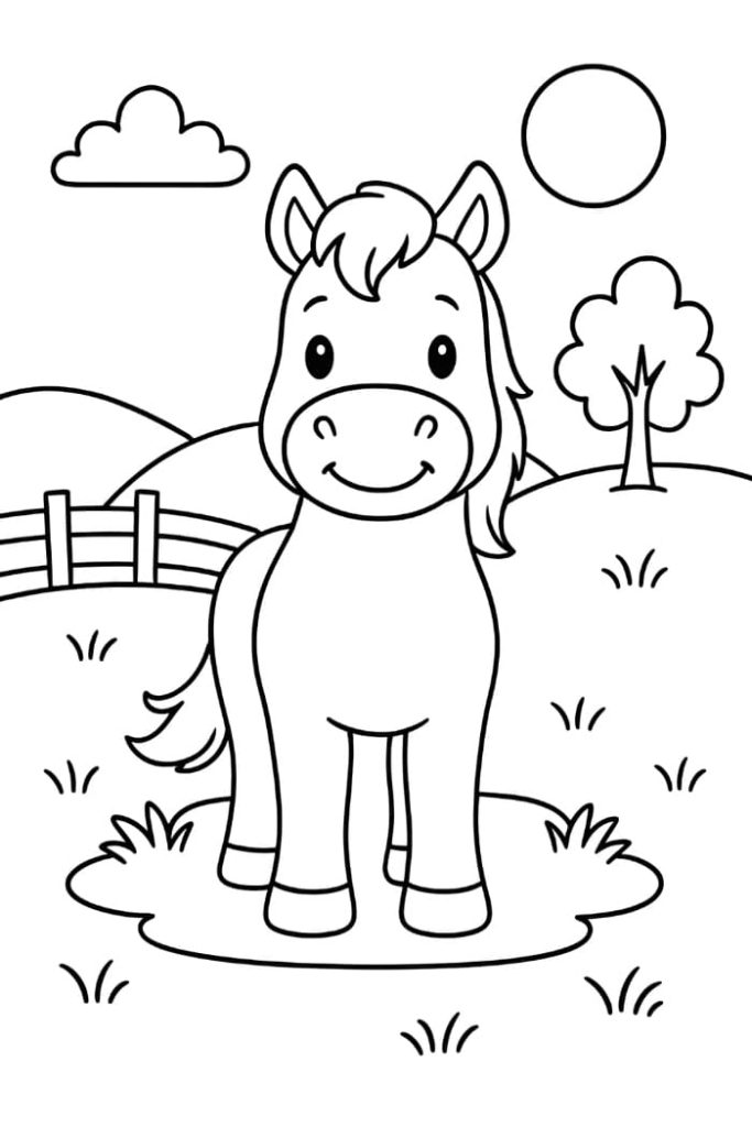 Horese Standing Coloring Page