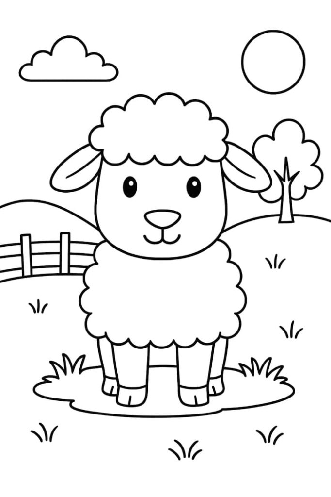 Cute Sheep Coloring Page