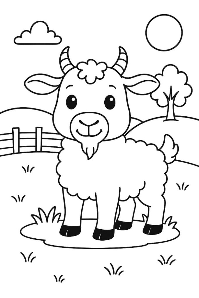 Cute Goat Coloring Page