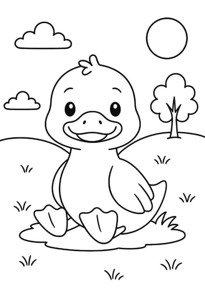 Cute Duck Coloring Page