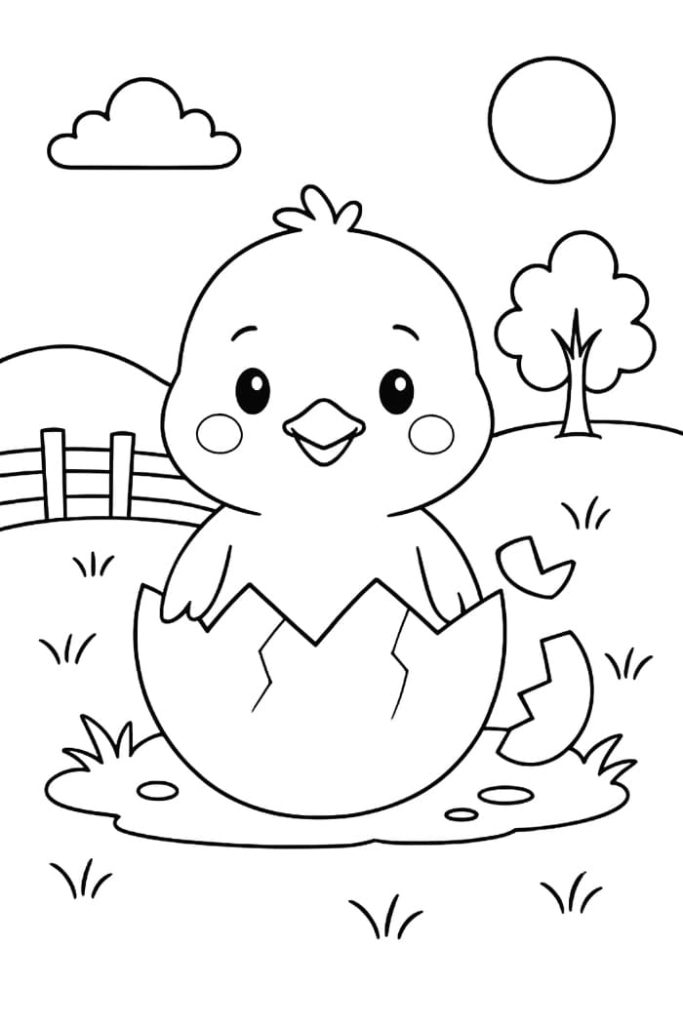 Baby Chick Hatching Coloring