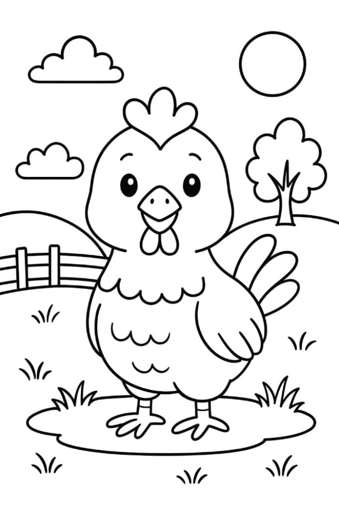 Chicken Standing Coloring Page